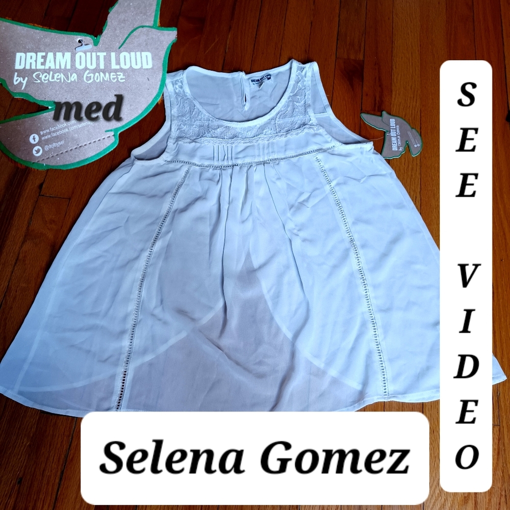 DREAM OUT Loud Vintage Selena Gomez White sheer Lace Sleeveless top